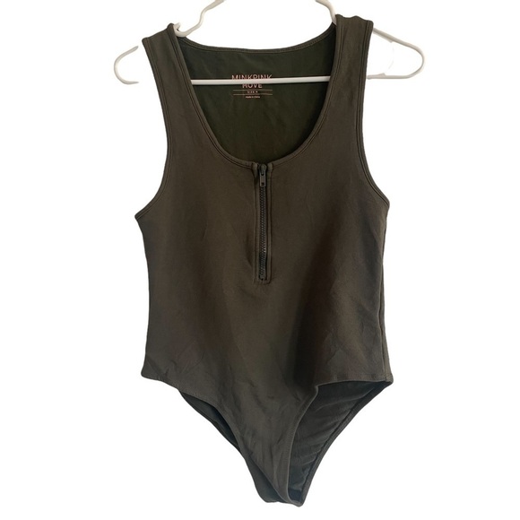 MinkPink Move Olive Green Zip Up Bodysuit, Size M - Picture 4 of 7
